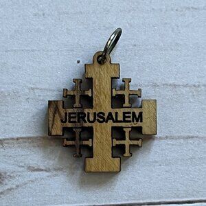 Jerusalem Cross Wooden Pendant